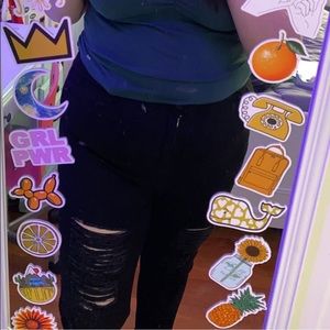 SHEIN 3xl/18 black ripped skinny jeans
